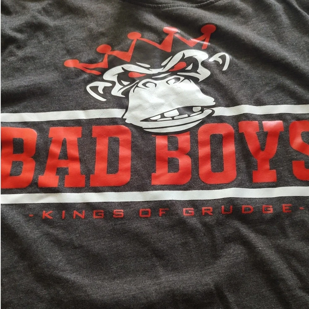 Augusta Sportswear Graphic Tee Kids Size L Gray Excellent Bad Boys Gorilla Crown